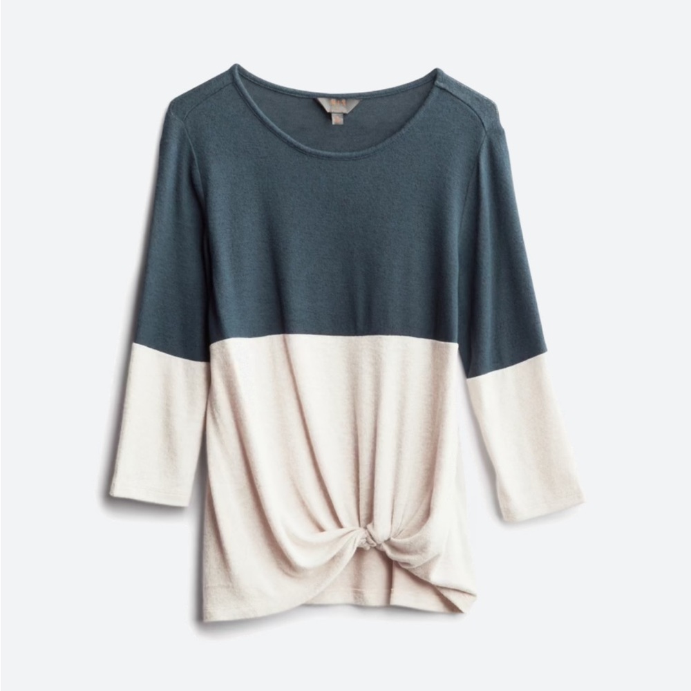 Market & Spruce front twist brushed knit top, size Medium